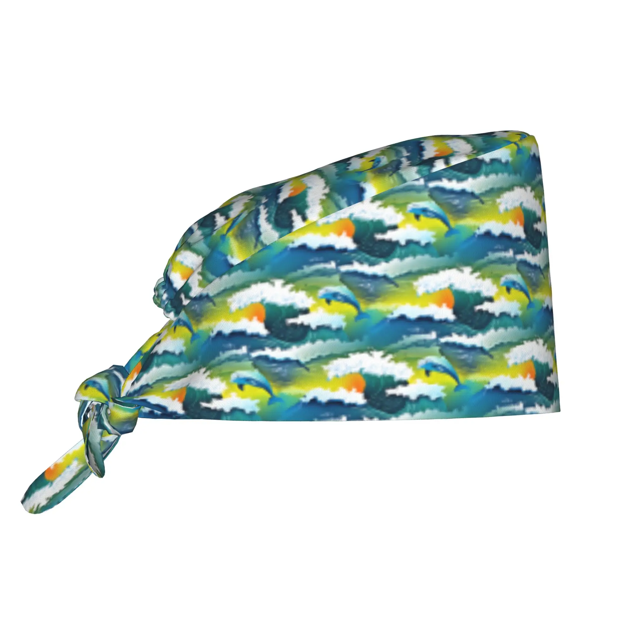 Funny Colourful Creative Dolphins Working Cap Surgical Hats Men Women  Operating Room Cap Operator Hats Lab Works Hat