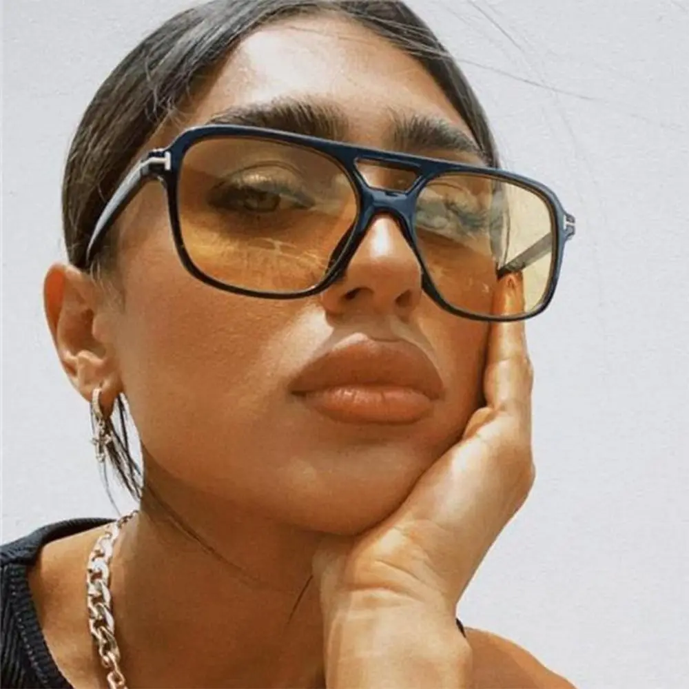 Vintage Square Sunglasses for Women Men Retro Large Square Frame 70s Sun Glasses UV400 Protection  Shades Summer Eyeglasses image 4