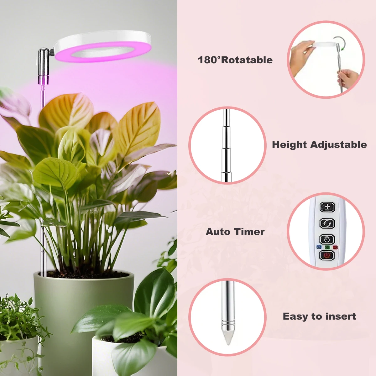 ضوء نمو النبات LED كامل الطيف 3/9/12 توقيت ارتفاع قابل للتعديل ثلاثة ألوان درجة الحرارة وعاء داخلي ضوء نبات عصاري