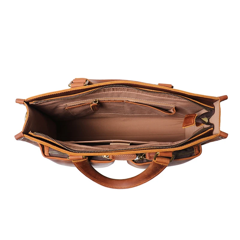 Borsa a mano in vera pelle da uomo Vintage borsa a tracolla da donna con valigetta leggera in pelle bovina con strato superiore