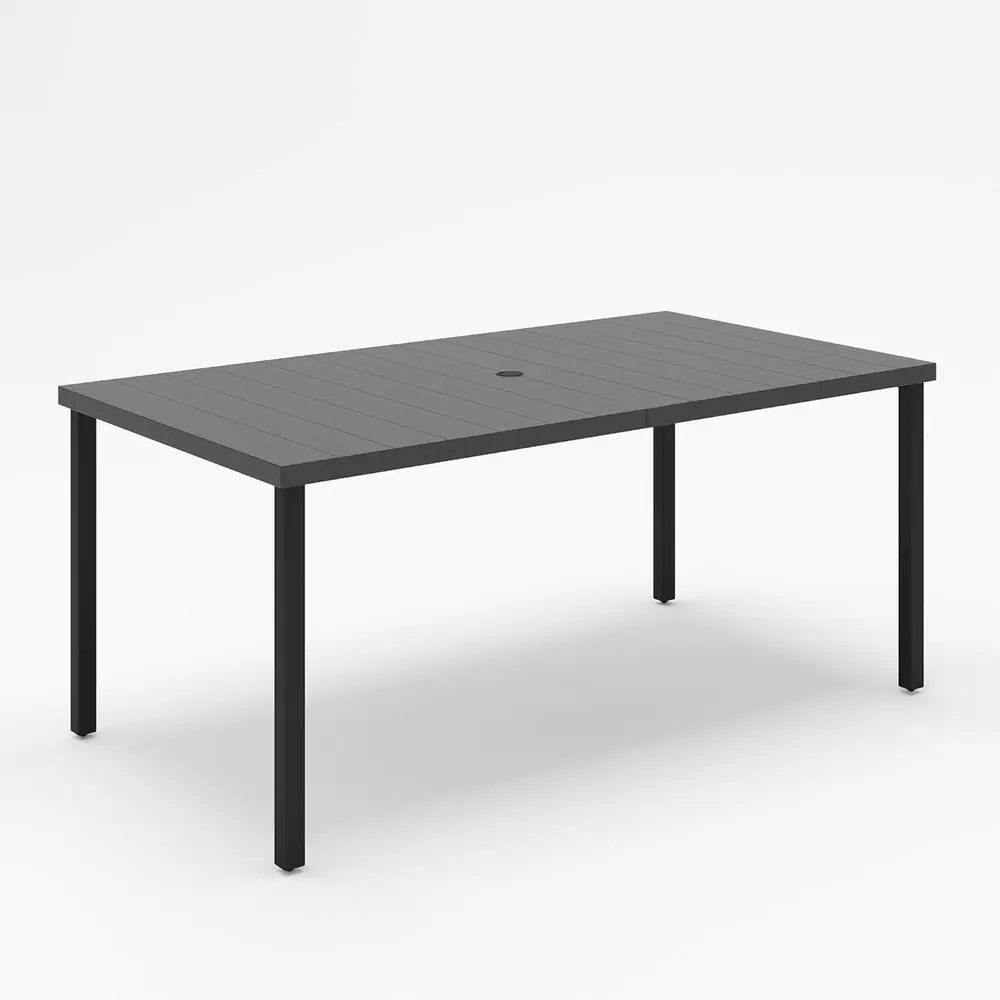 

All-Weather Heavy Duty Metal Outdoor Dining Table for 6 with Umbrella Hole, L63xW37xH29, Suitable for Lawn and Garden