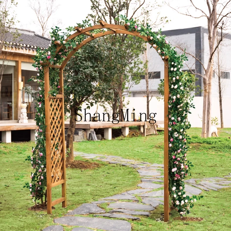 

DHY Garden Landscaping Arrangement Outdoor Teak Courtyard Rose Climbing Vine Frame Small Courtyard Grape Frame