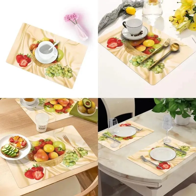 Restaurant or kitchen custom flower independent table mat polypropylene heat-resistant nonwoven plastic placemat set