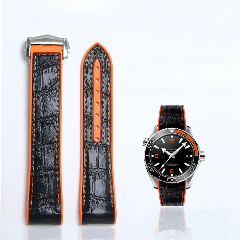 

Rubber Watch Strap for omega moonwatch band 20mm 22mm silicone watch band folding clasp Curved end wristwatches belt