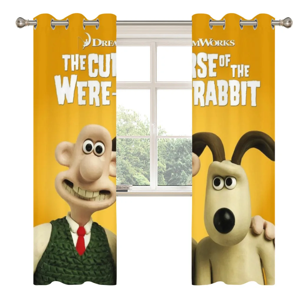 Kawaii Cute Gromit Shading Curtains  for Living Room Decoration Window Curtain 2 PC 