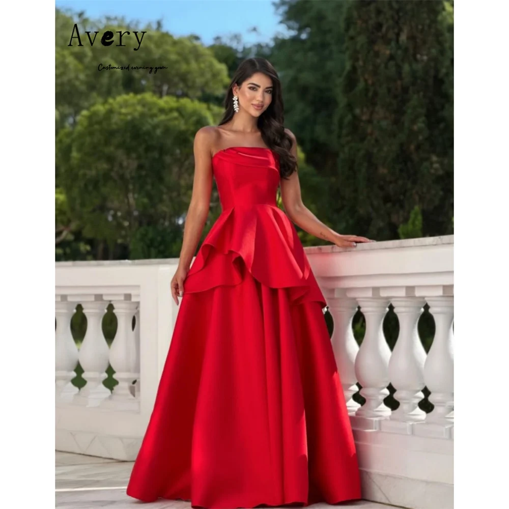 

Avery Custom Red A-line Tube Top Sleeveless Luxurious Women's Evening Dresses Luxury 2026 Long Prom Dress 2026 Women's Ball Gown
