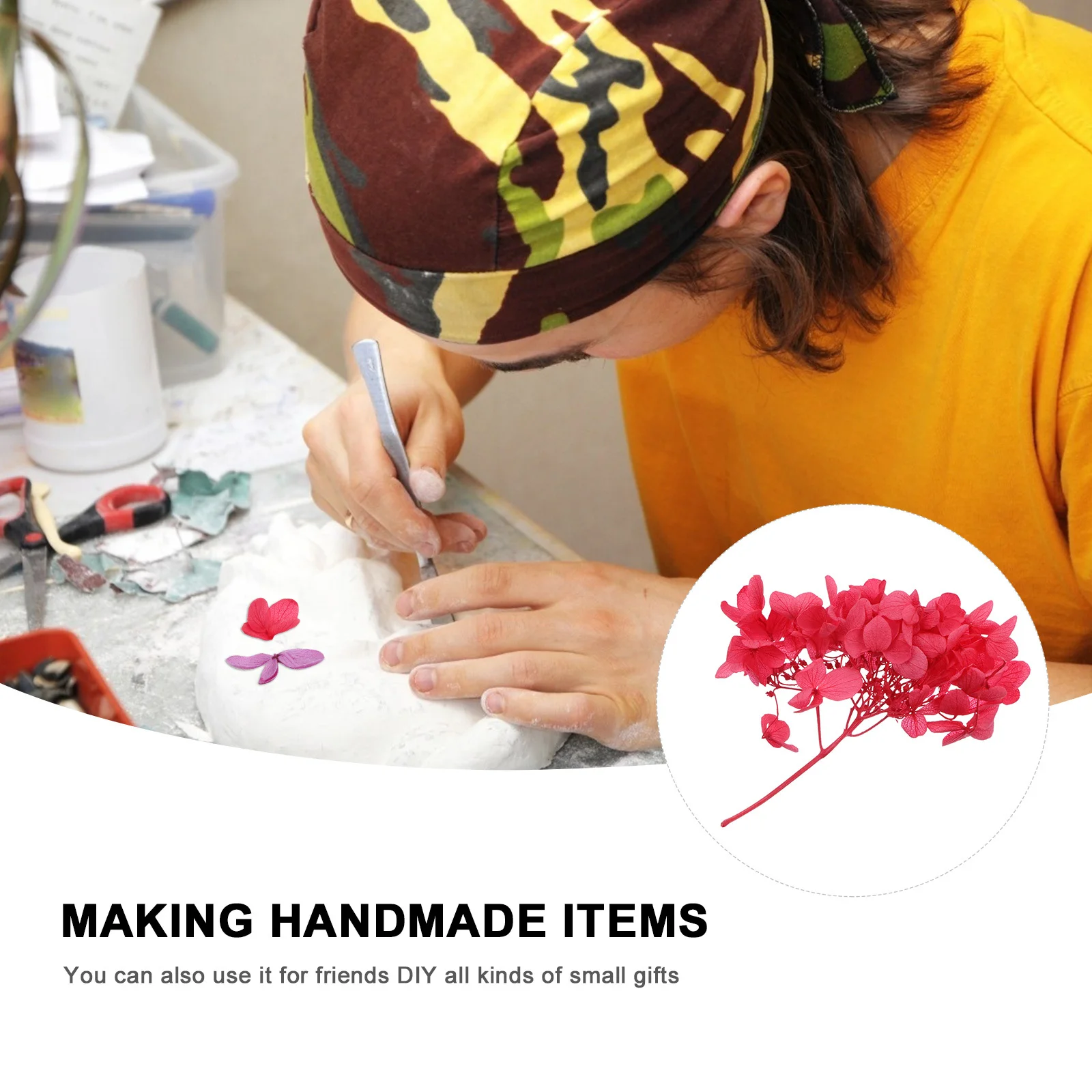 Boîte de fleurs d'hortensia séchées naturelles, véritable matériau de fleurs immortelles, décoration artisanale faite à la main, fournitures artistiques pour fête à domicile