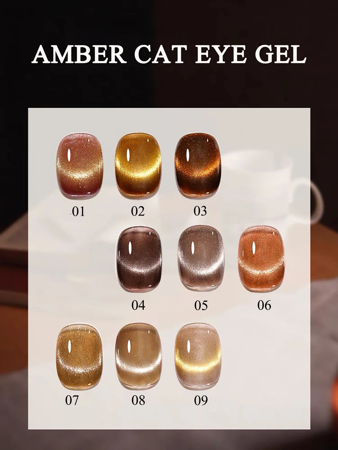 1-9szt WS Jesień/Zima Złota Jesień Bursztynowy Żelowy Lakier do Paznokci Cat Eye Nowy Biały Flash Karmelowy Brązowy Kawowy Nail Art Nail Supplies