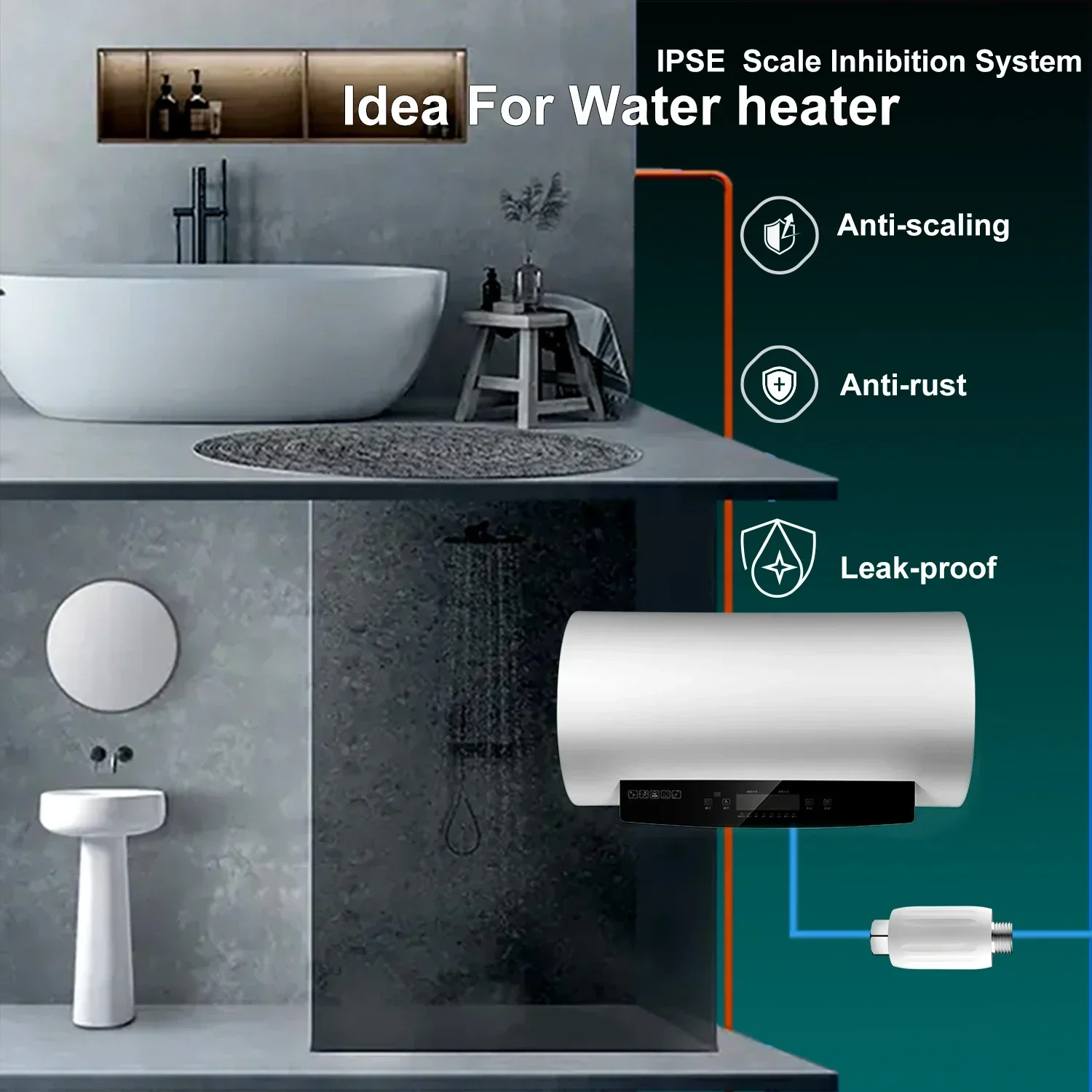 IPSE Terminal Scale Inhibition Water Softener - Anti Limescale Descaler for Hard Water, Water Heater & Shower Filter