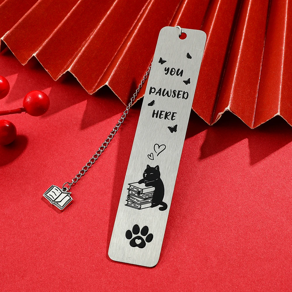 1pcs/2pcs Pet Dog & Cat Stainless Steel Bookmarks, Metal Bookmarks Men & Women Reading Marker Stationery Corgi & Kitten Bookmark