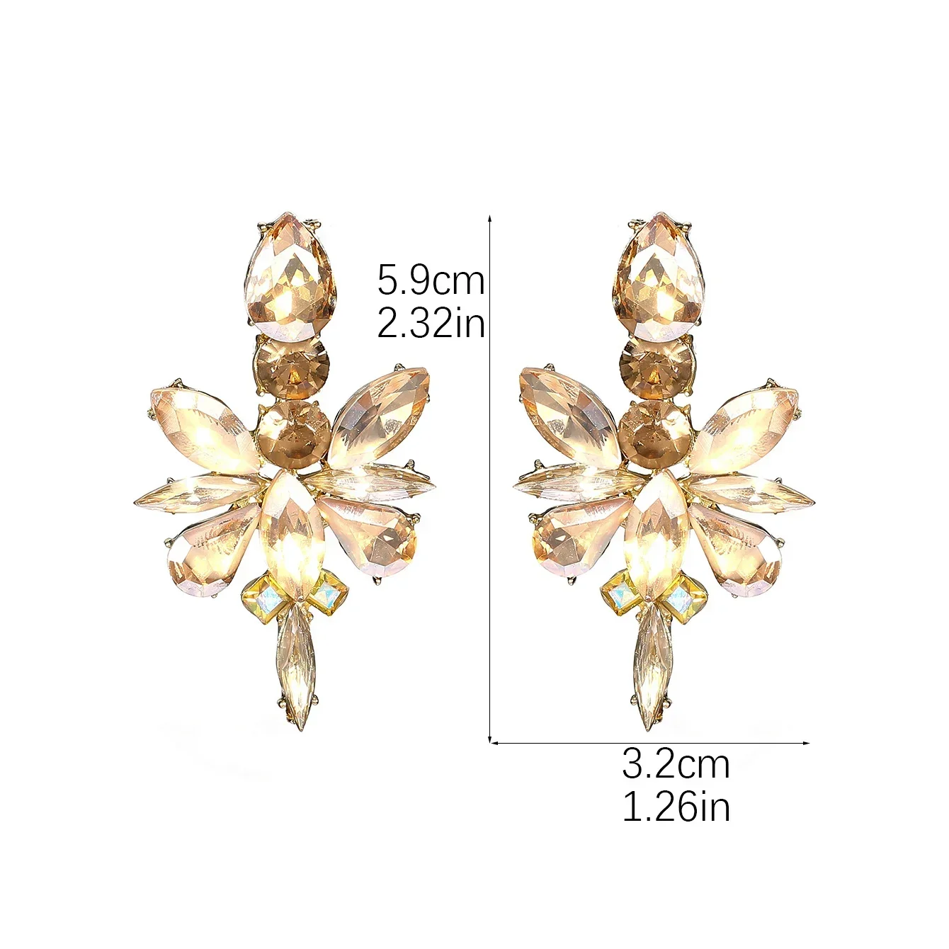 2024 Vintage Rhinestone Statement Earrings Retro Big Cluster Crystal Drop Dangle Earrings for Women Girls Gifts