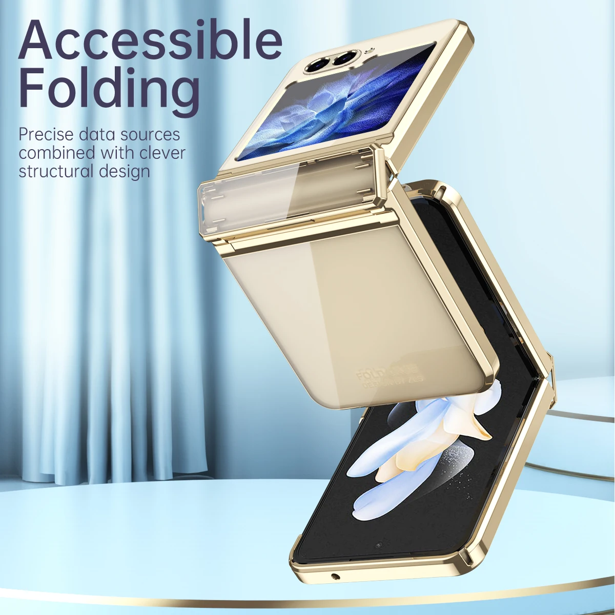 Deluxe Plating Phantom Fold Case for Samsung Z Flip 6 Galaxy Z Flip5 Flip4 Z Flip 3 Flip5 Shockproof Bumper 3in1 Hinged Cover