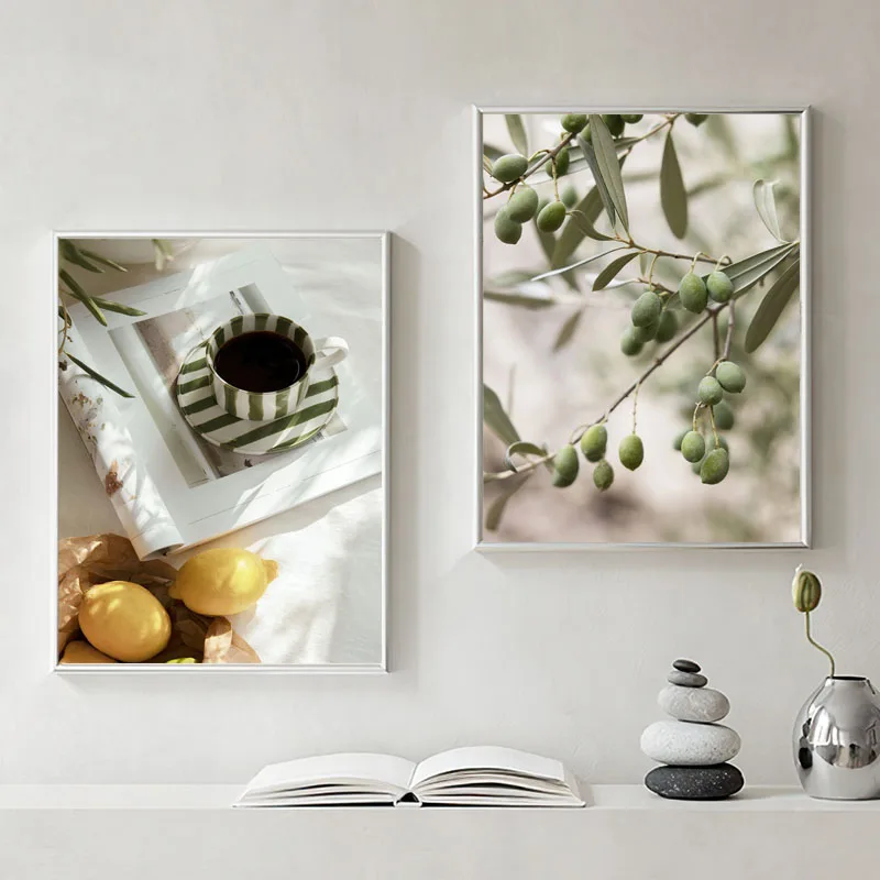 Sunshine Courtyard Coffee Lemon Leaves Landscape Posters And Prints Canvas Painting Nordic Wall Art Pictures Living Room Decor