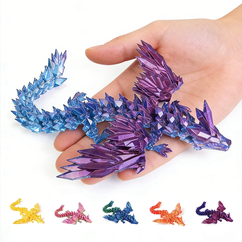 Dragón Impreso en 3D de 15 cm con Alas Móviles, Accesorio de Escritorio para Oficina, Decoración Creativa para el Hogar, Regalo Perfecto de Navidad, Juguete de Regalo Navideño