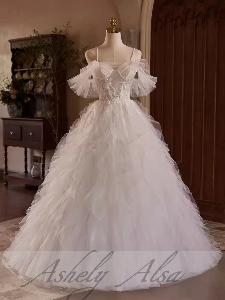 Gaun pesta pernikahan wanita gading elegan gaun pengantin pengantin wanita Applique kerah V gaun pengantin pengantin wanita Vetido De Noiva Vestido De 15 Quinceanera Prom