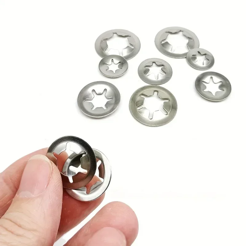 350pcs Internal Tooth Lock Washer Quick Washer Plum Blossom Snap Ring Bearing Internal Tooth Locking Gasket Fasteners Hardware