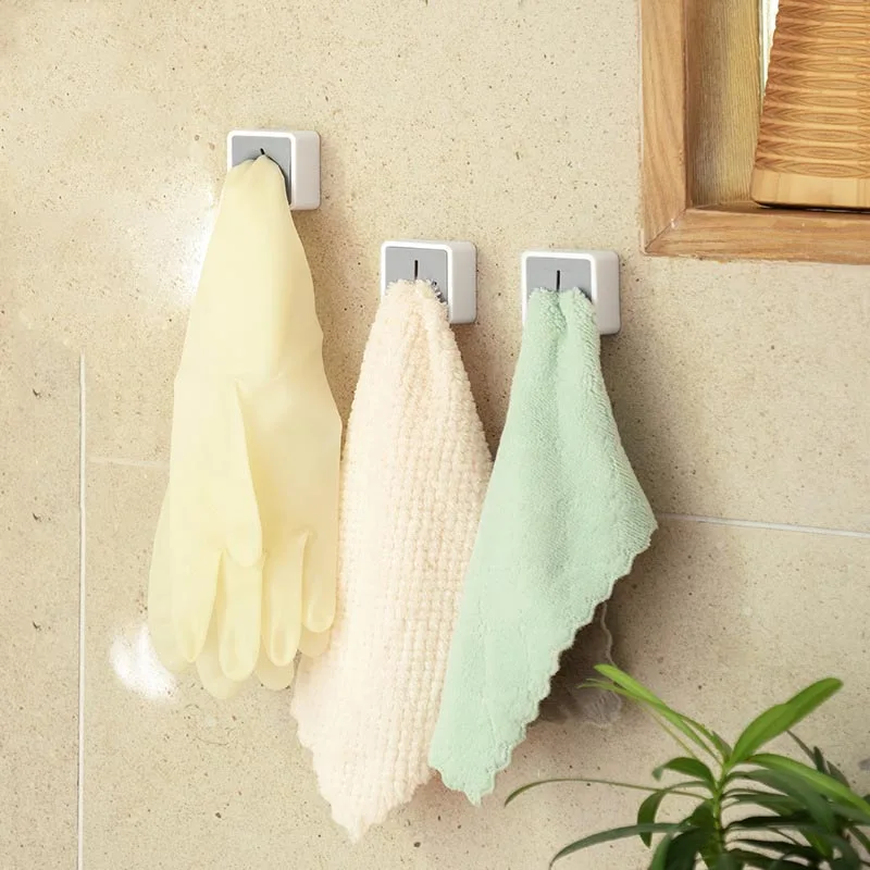 المنزلية البلاستيك طبق منشفة منشفة قضيب تخزين الرف الإبداعية مربع غير حفر منشفة حامل لوازم المطبخ منشفة حامل 5 قطعة