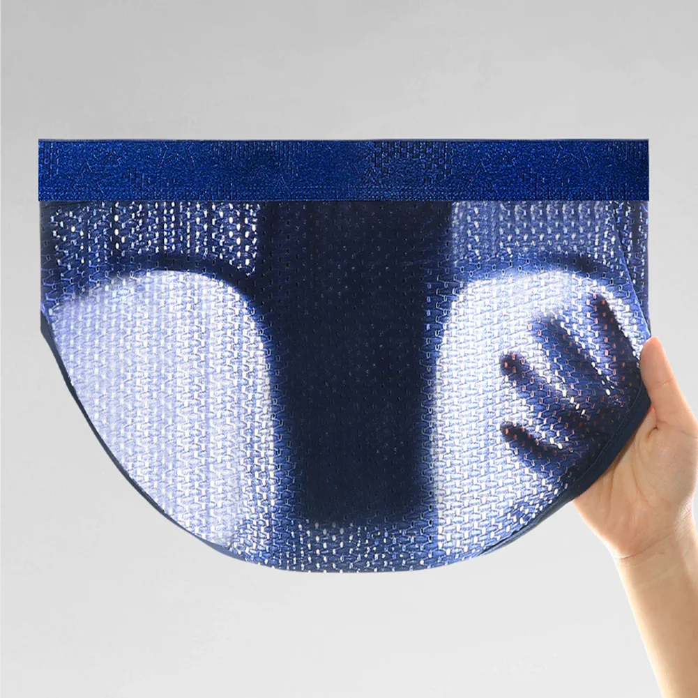 

Мужские дышащие трусы-брифы с сетчатым отделением и U-образным выпуклым карманом, однотонные, с полым гульфиком