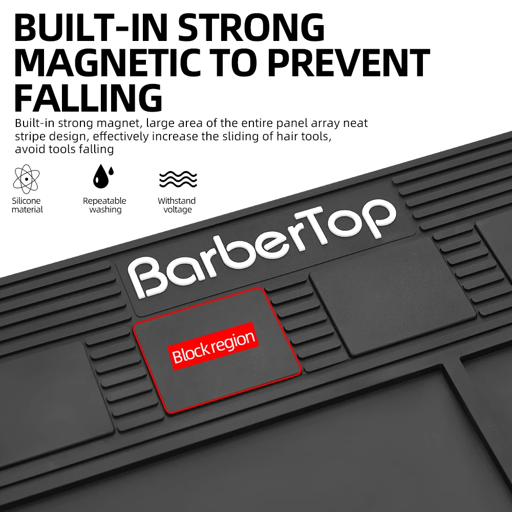 الحلاق الحصير أدوات الحلاق تخزين حصيرة صالون الحلاقة عدم الانزلاق المغناطيسي وسادة سيليكون صينية تخزين العزل الحراري وسادة العمل ﻿