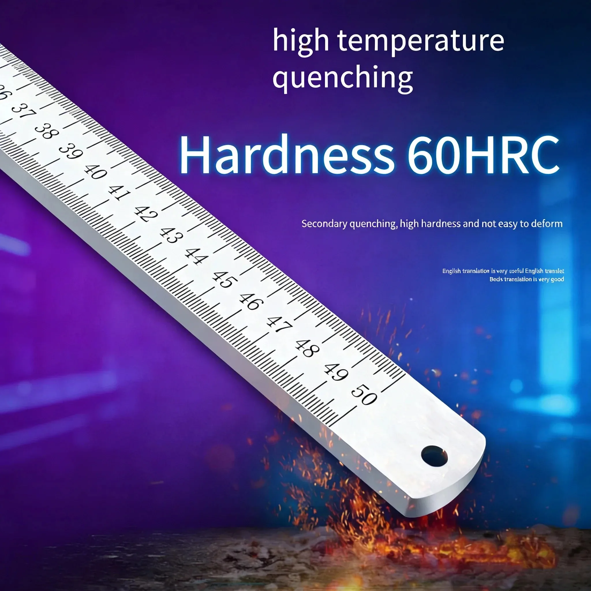 20 Inch Heat Treated Stainless Steel Ruler 5mm Thick Heavy Duty Double Sided Scale Inch Metric Measuring Tool with Glass Breaker