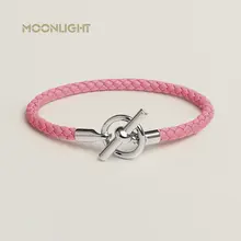 Moonlight clássico ot lock pulseiras de couro genuíno para mulheres casais pulseira feminino homem jóias presente acessórios de moda