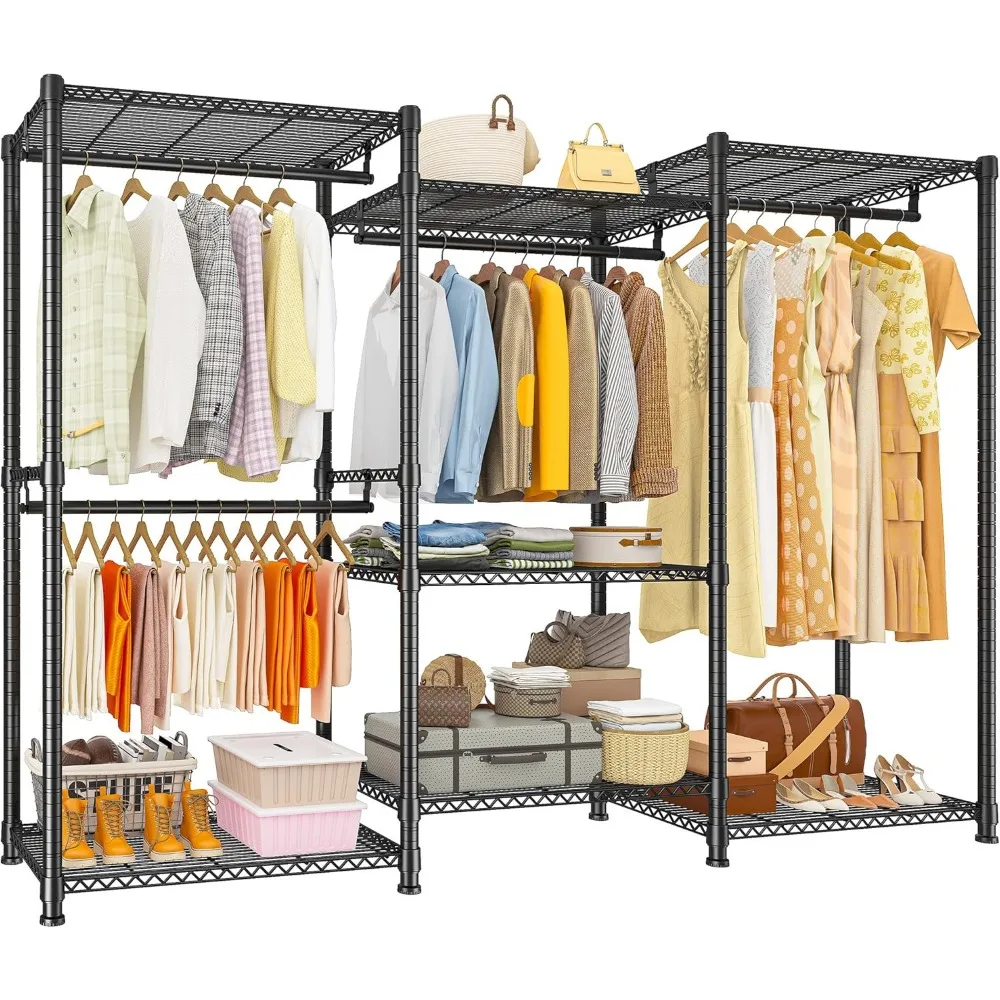 

Clothes Rack Heavy Duty Clothing Rack Load 900Lbs Wardrobe Closet
