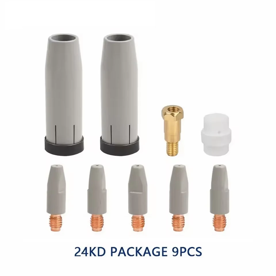30-Piece Set of 24Kd New Coated Protective Nozzles for Non-Stick Welding Slag Protection, Available in Three Conductive Tip Sizes: 0.8mm, 1.0mm, 1.2mm. Mig Welding Torch Protective Nozzle Set