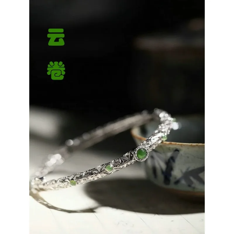 

Handmade Vintage Chinese Ethnic Style Hollow Open Slim Bracelet for Women Delicate Adjustable Daily Wear Niche Jewelry Gift