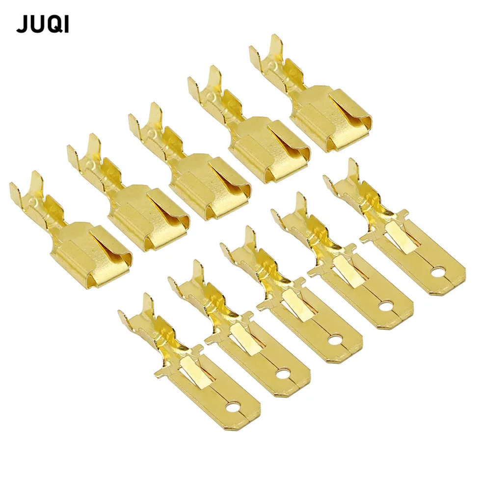 

NEW 100pcs/50set 6.3mm insert Automotive Connector DJ611-6.3A Male DJ611-6.3B Female Brass Auto Splice Crimp Wire Terminals