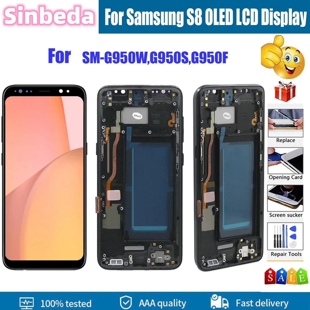 

Sinbeda OLED 5.8" For Samsung Galaxy S8 Lcd Display Digital Touch Screen With Frame For Samsung Galaxy S8 Screen Lcd Replacement