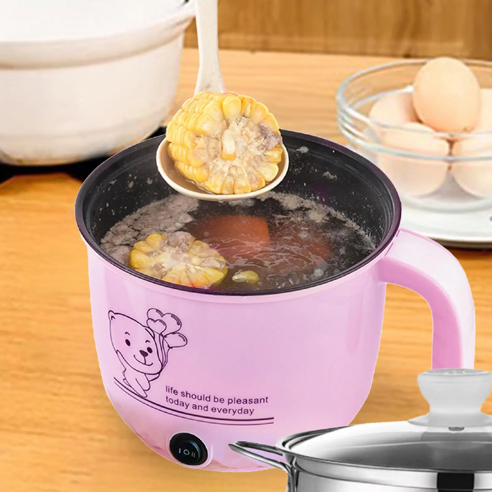 Electric Hot Pot Nonstick 1.8L Kitchen Cooking Appliances for Eggs Fry Ramen