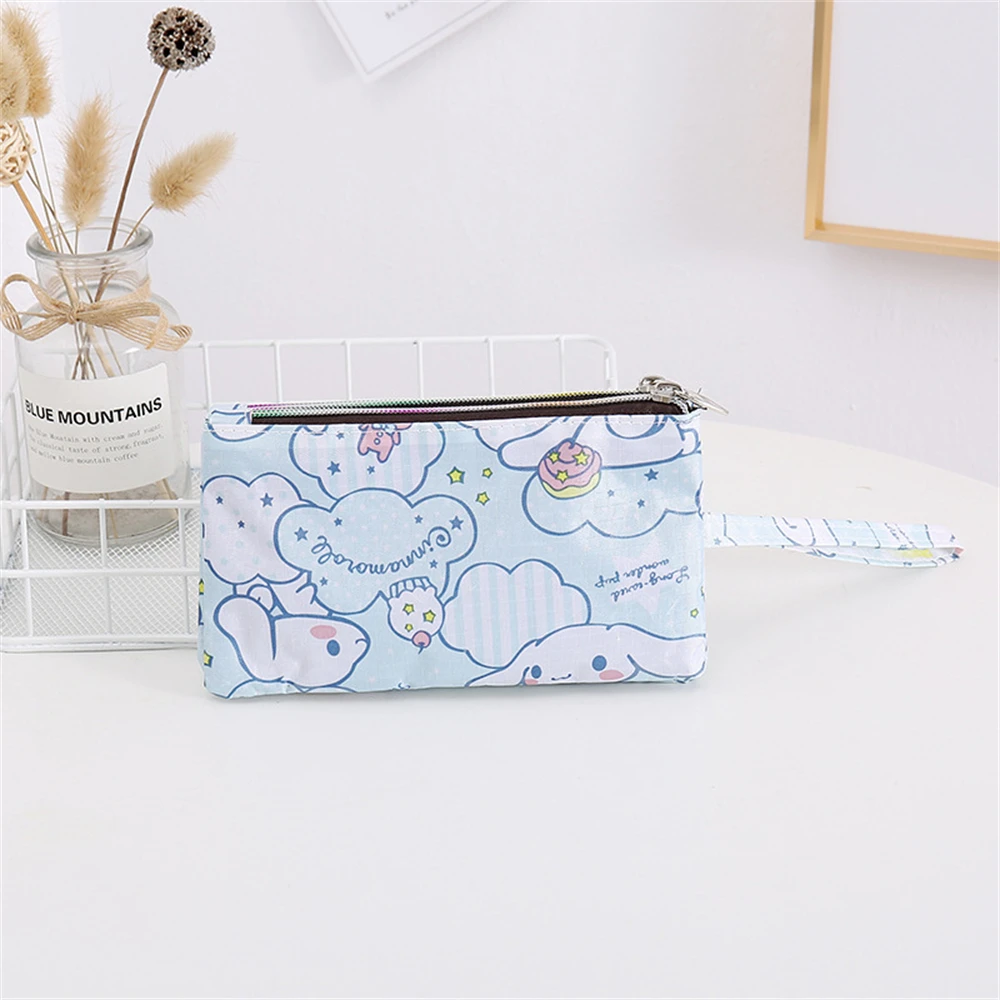 Sanrio Hello Kitty  handbag anime My Melody Cinnamoroll waterproof double zipper coin purse cute doll pattern mobile phone bag