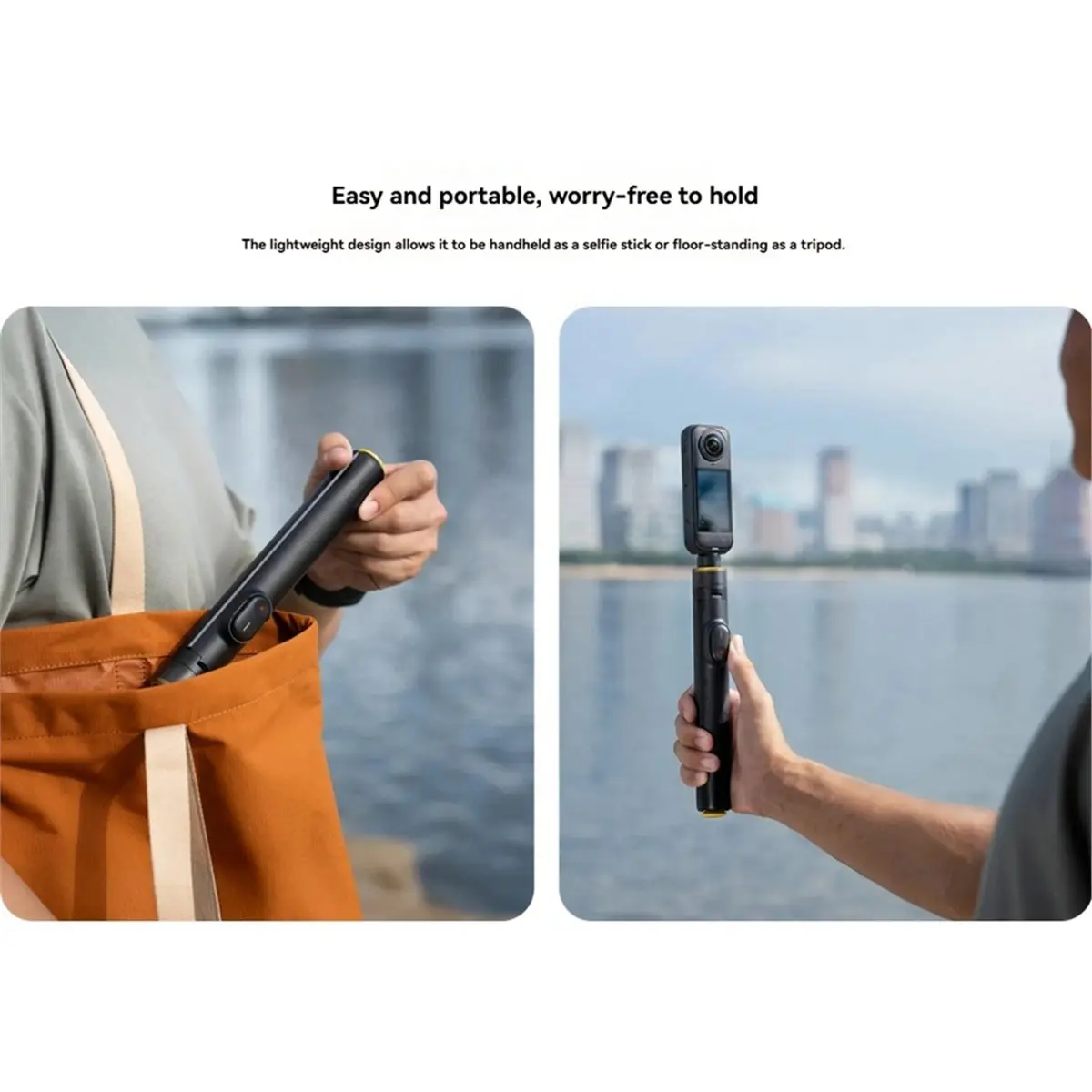 B21B Foldable Selfie Stick Tripod for Insta360 X5/X4/AcePro2/Go3 with Remote Control 1/4