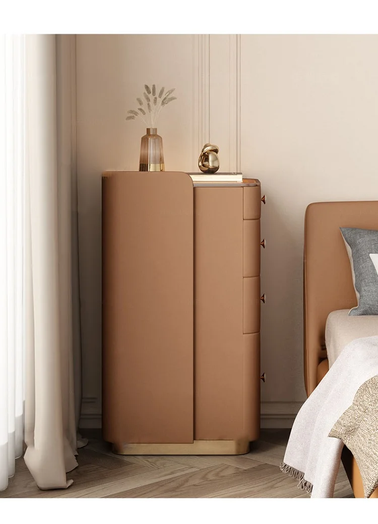 

Modern Luxury Bedroom Intelligent Small High End Tempered Glass Jewelry Storage Bedside Table