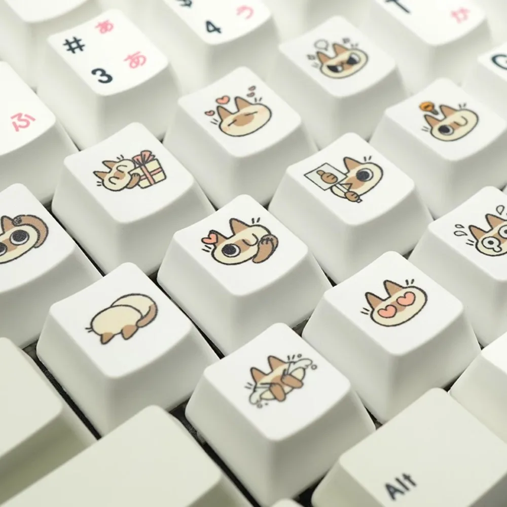 Cute Cartoon Cat Keycaps OEM R4 Height Dye-Sublimated PBT Keycap For Mechanical Keyboard Girls Gift Personality Decoration