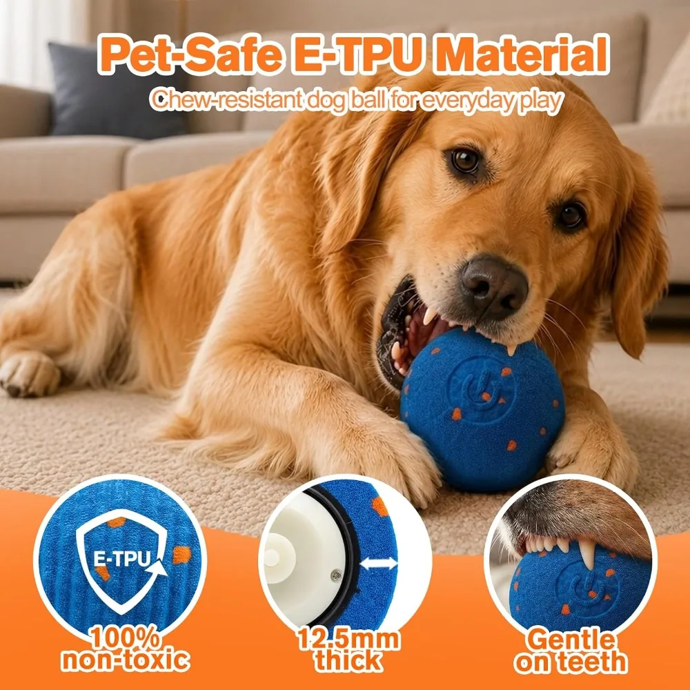Smart Automatic Pet Rolling Ball Interactive Dog Toys Ball with 2 Modes Rechargeable Moving Bouncing Ball for Medium Large Dogs