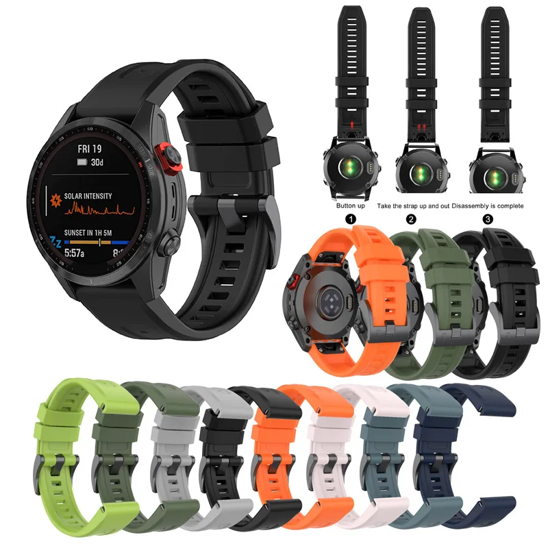 20/22/26mm Silicone Quick Release Strap for Garmin Fenix 7 7X 7S Pro 8 E Fenix 6X 6S pro Fenix 5x 5S puls Sapphire fenix3