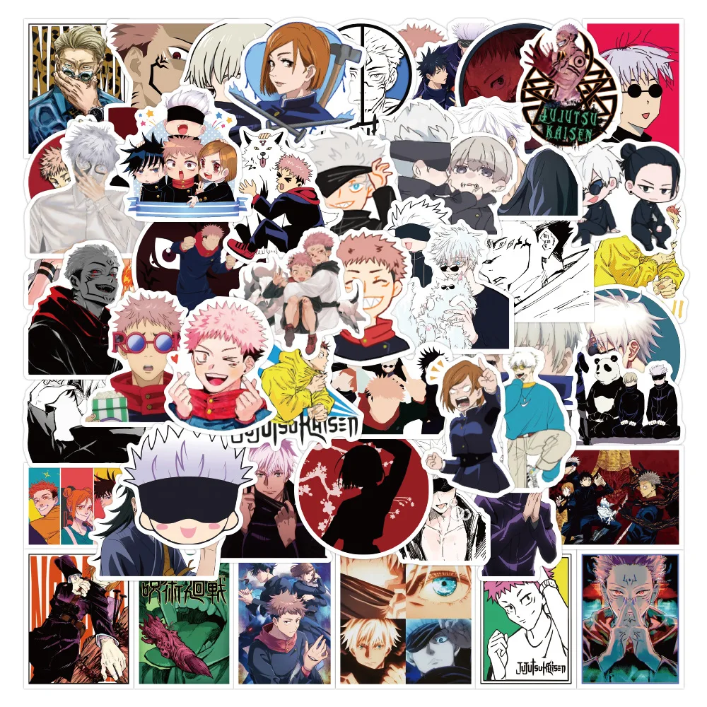 50/100PCS Cool Cartoon Jujutsu Kaisen Stickers Anime Waterproof DIY Fridge Laptop Classic Manga Graffiti Sticker Decal Kids Toys