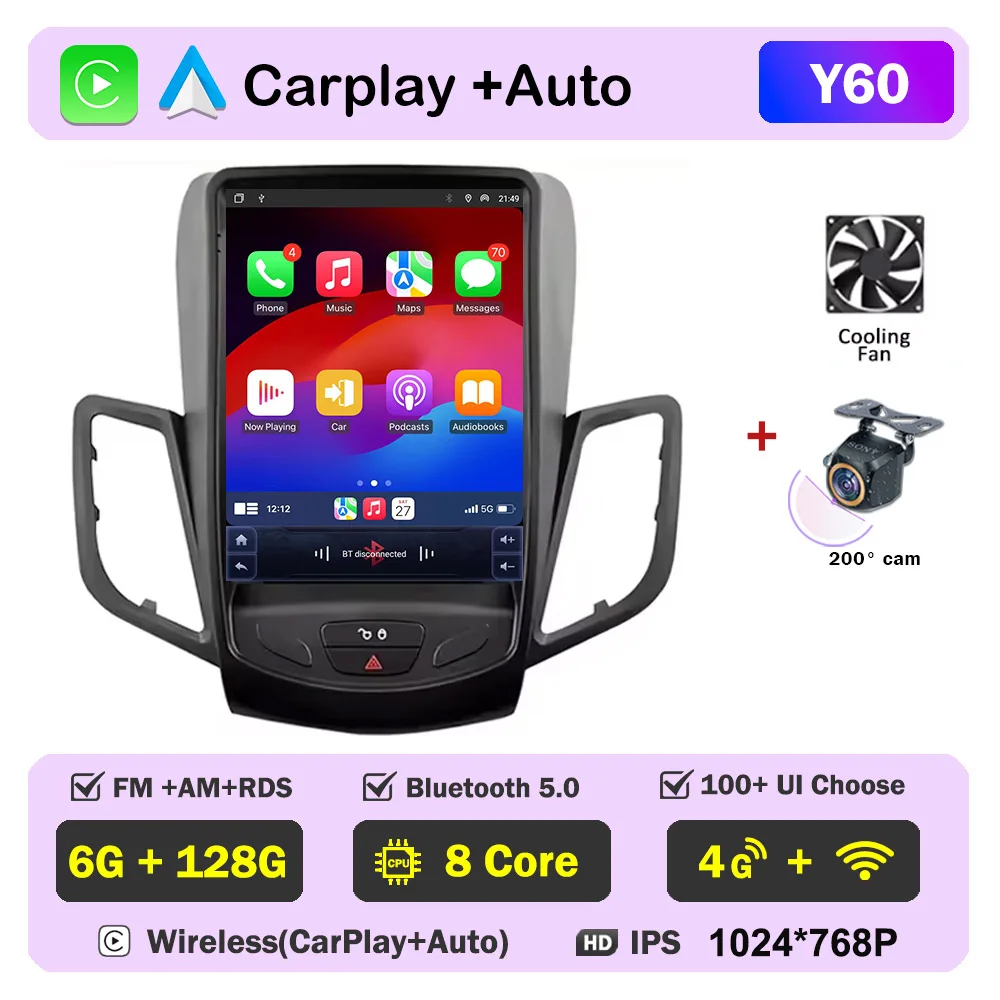 9.7"car Radio For Ford Fiesta MK 6 Ford Fiesta MK 7 2008 - 2019 Carplay Android Auto GPS Navigation Stereo Multimedia Player image 3