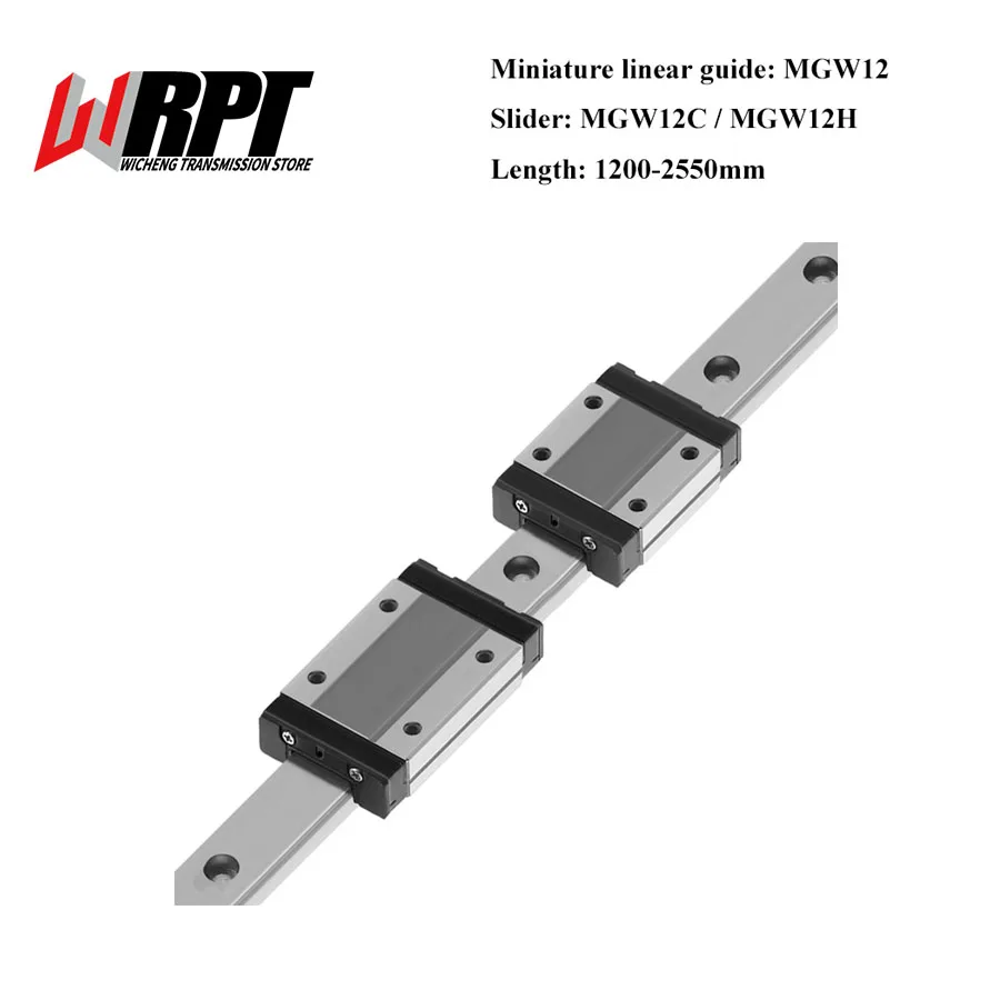 

MGW Miniature Linear Guide MGW12 L From 1200mm To 2550mm MGW Carriage MGW12C MGW12H Slider Block Carriage For 3D Printer Parts