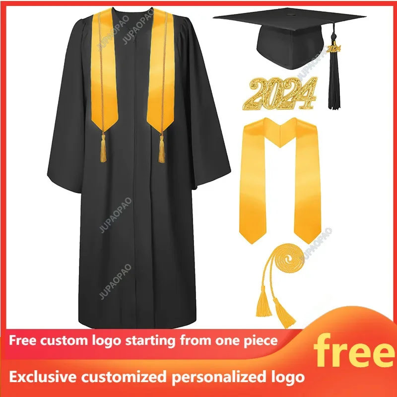 Men's and Women's Graduation Gowns Hats Tassels Shawls and Honor Rope Sets Unisex High School and Bachelor's Graduation Gowns