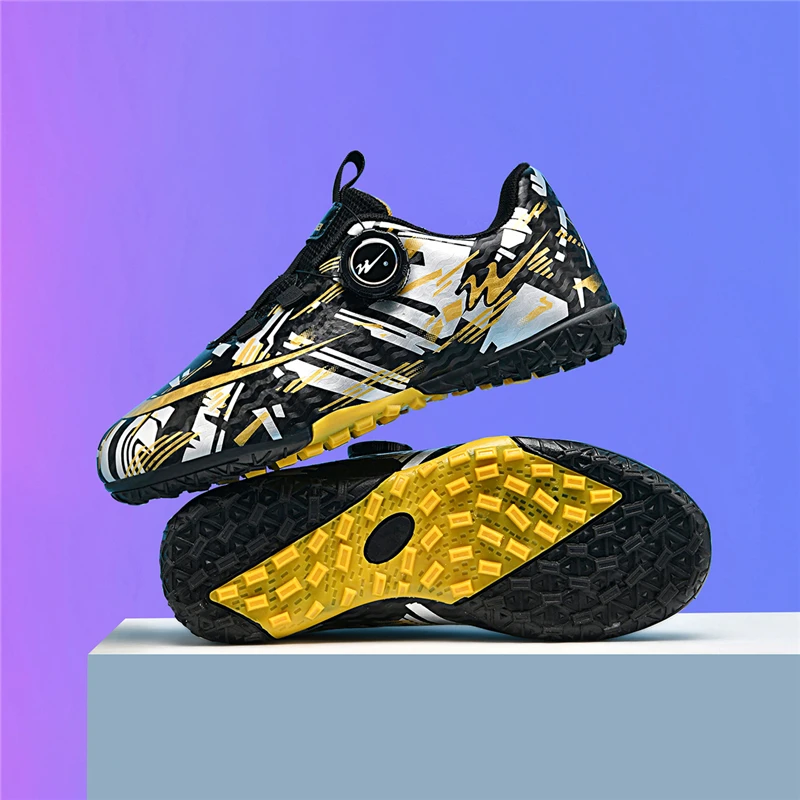 Double Star Football Shoes, Children's Knob Non Strap TF Broken Nail Football Shoes, Anti Slip Grip Football Match TrainingShoes