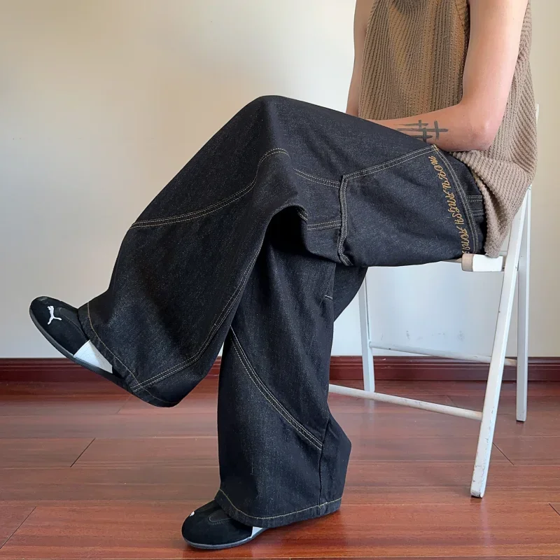 Scimitar-Jeans mit mehreren Taschen, Schlangenmuster, Teenager, Sommer, lockeres, weites Bein, amerikanische, trendige Marke, gerades Bein, Bodenhose, S-3XL