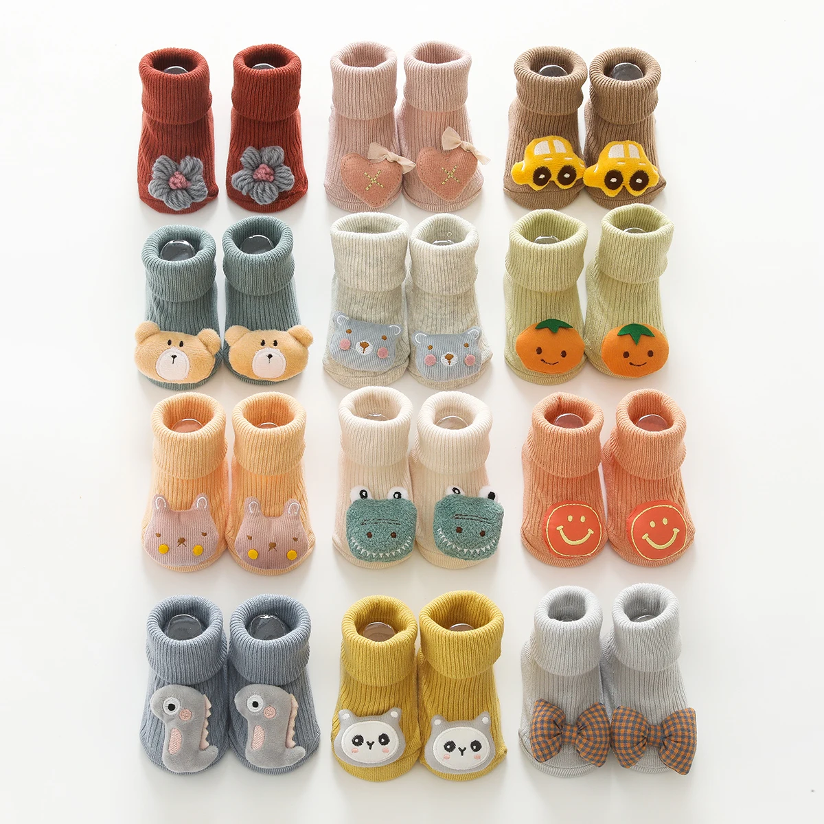 3 Pairs/lot 2023 Autumn Infant Toddler Boys Girls Non-Skid Cute Cartoon Doll Socks Newborn Baby Soft Cotton High Quality Socks