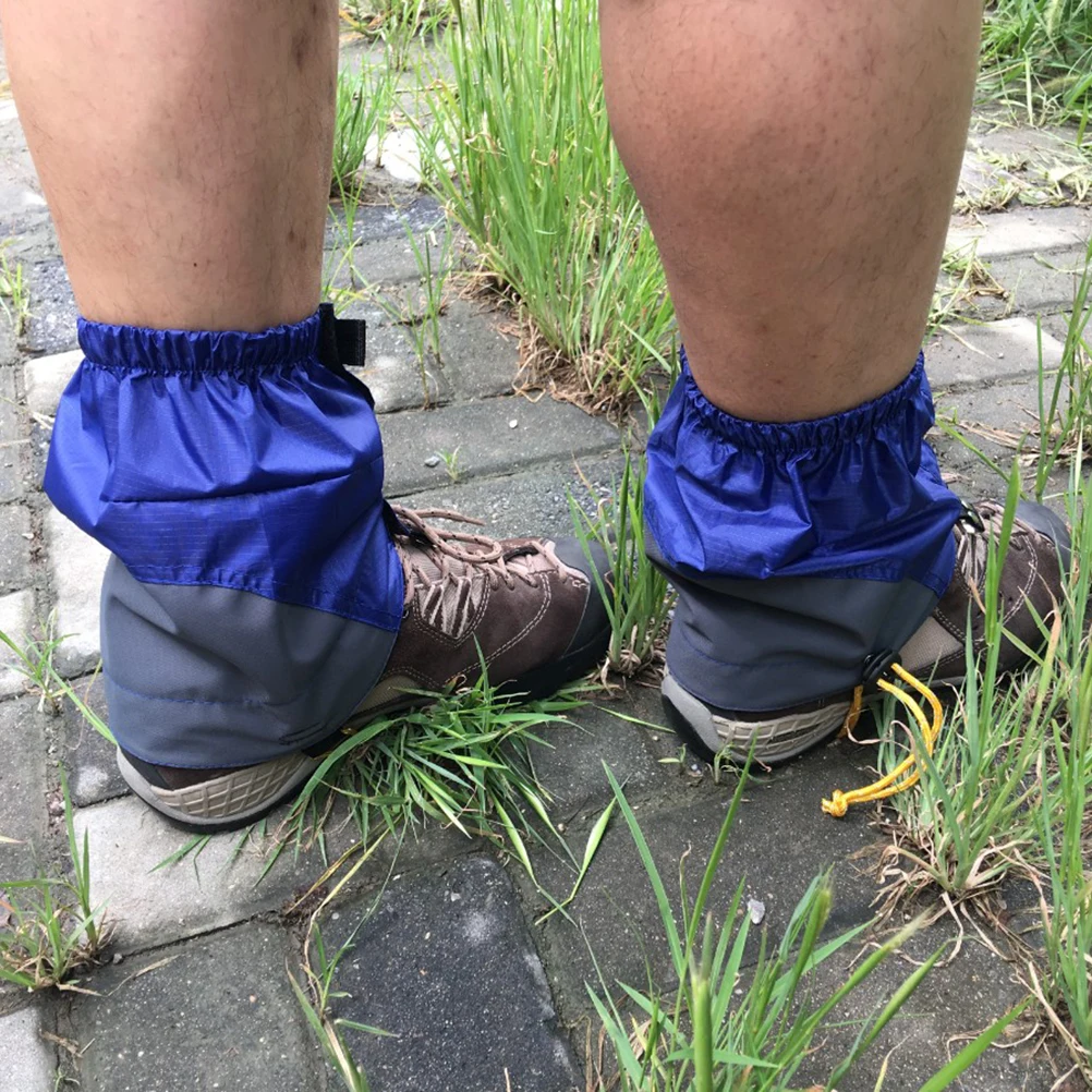 

Outdoor Waterproof Gaiters Adjustable Ankle Walking Hiking Boot Blue Lightweight Durable Snap Fastener Hook Elastic Band