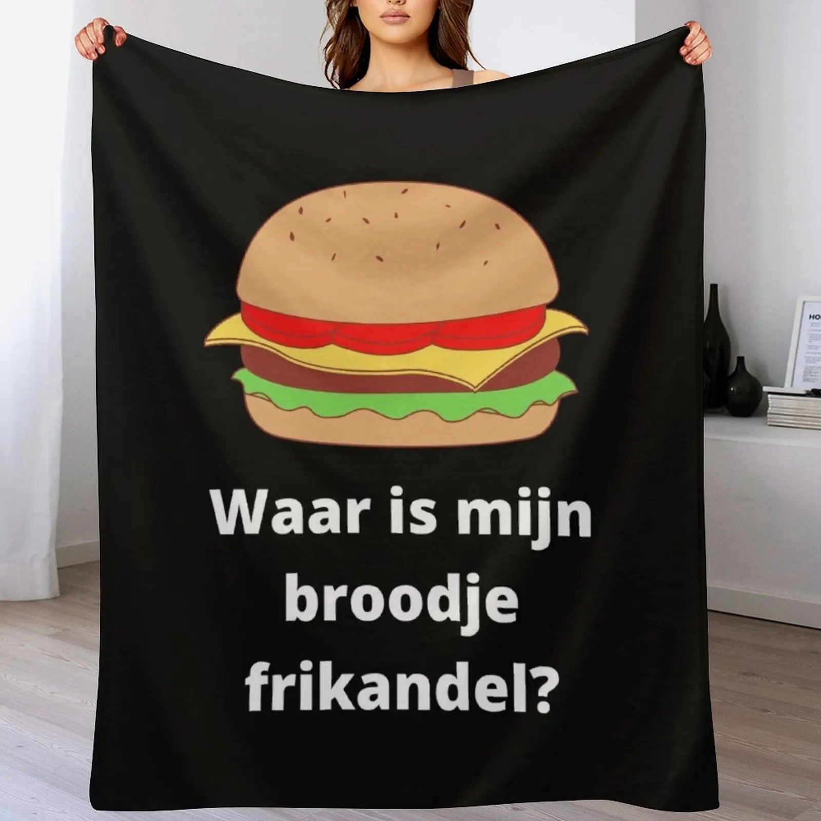 Waar is mijn broodje frikandel? Throw Blanket Wrinkle Resistant Lightweight Blanket