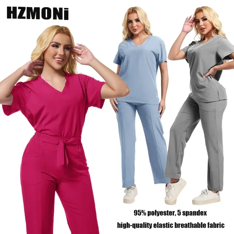 Vestaglie chirurgiche, set medici infermieristici da donna, top, pantaloni, vestaglie mediche, salone di bellezza clinico satinato, set ospedalieri spa