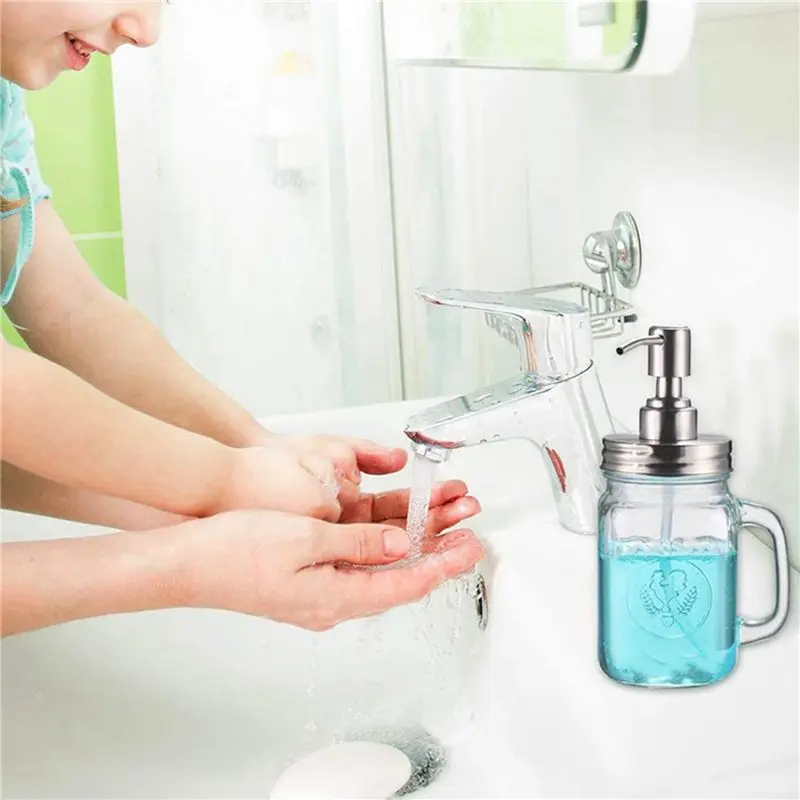 ABMS-4 Pack Jar Soap Dispenser Lids Kit Stainless Steel Lotion Dispenser Pump Soap Dispenser Lids Rust Proof Bathroom