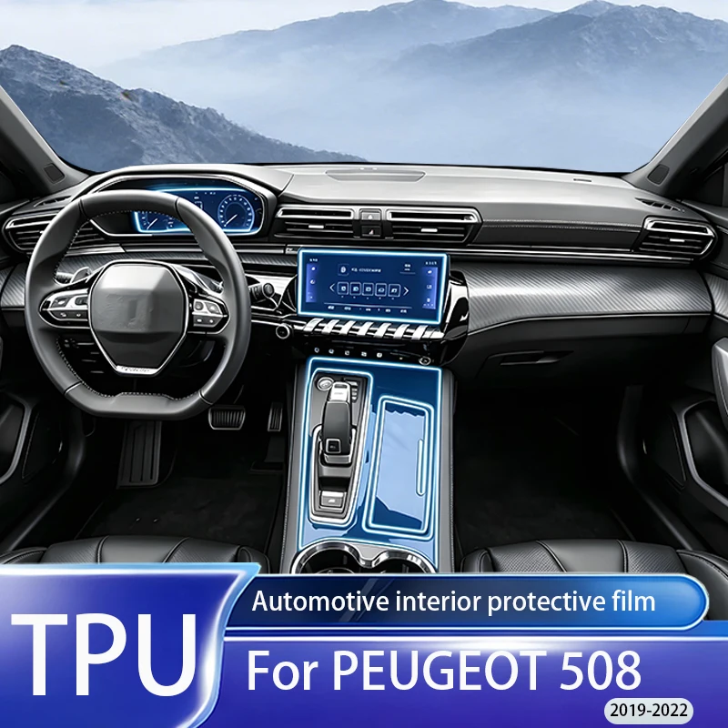 Fit for Peugeot 508 2019-2022 Clear TPU PPF GPS Nav Screen Gear Panel Anti Scratch Interior Protective Decor Accessory Sticker