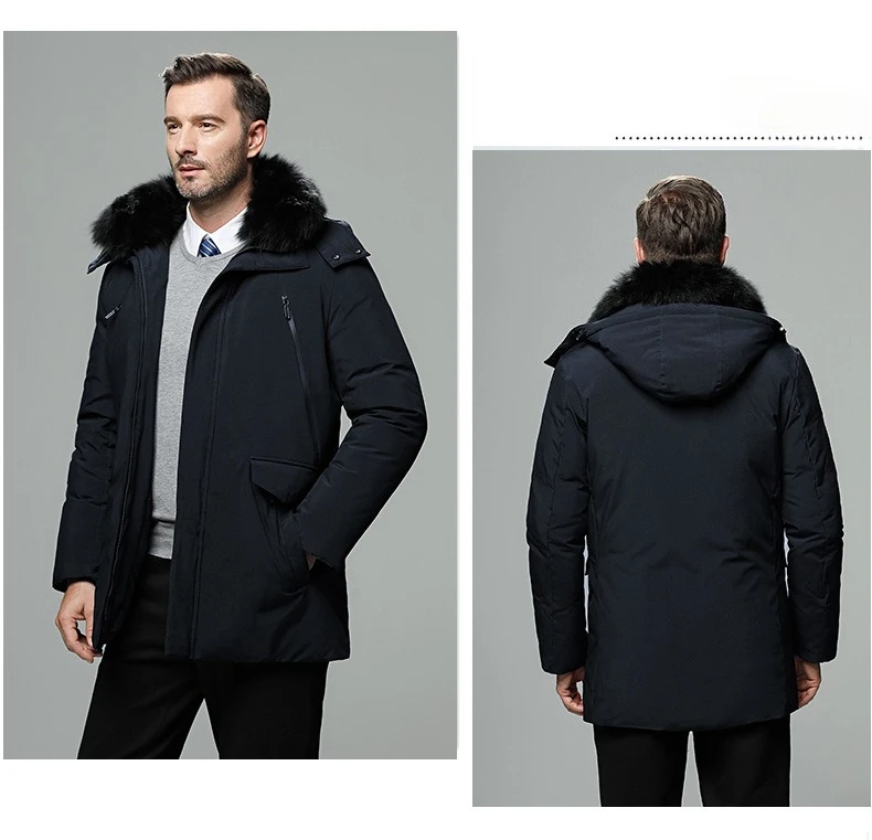 Canada Fashion Winter Jacket for Men Down Coat Parkas Men's White Goose Down Jacket Puffer Padding Detachable Fur Collar HYX0018
